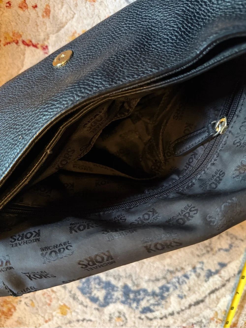 Michael Kors Black Pebbled Leather Shoulder Bag with Tassel